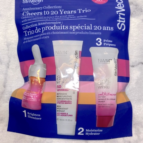 StriVectin Skincare Gift Set-Vitamin C Serum,Wrinkle Moisturizer&Primer-3pc-NEW - Picture 2 of 6